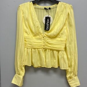 Boohoo Women’s Woven Stripe Peplum Top